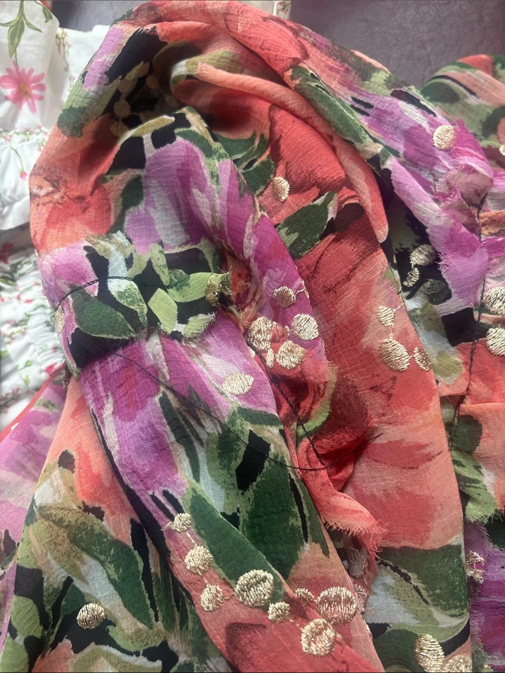 Aqua Floral Maxi Dress - Black with Pink & Coral Flowers - Picture 5 of 5